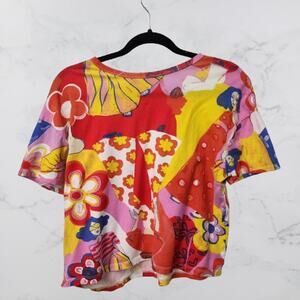 ZARA boxy Short Sleeve Top Multi Color Small